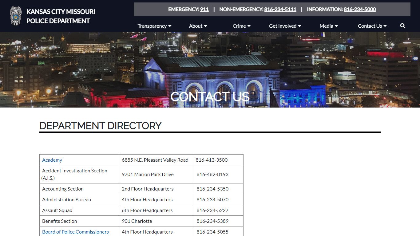 Department Directory
